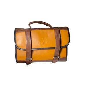 Vetelli Hanging Toiletry Bag Mens Brown Tan Faux Leather Travel Dopp Kit Case